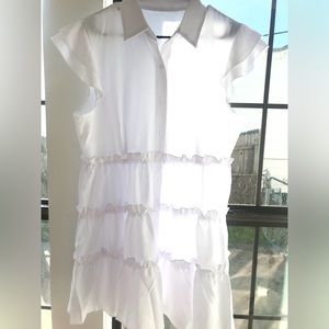 White Casual Cotton Festive Spring Dress Size XL